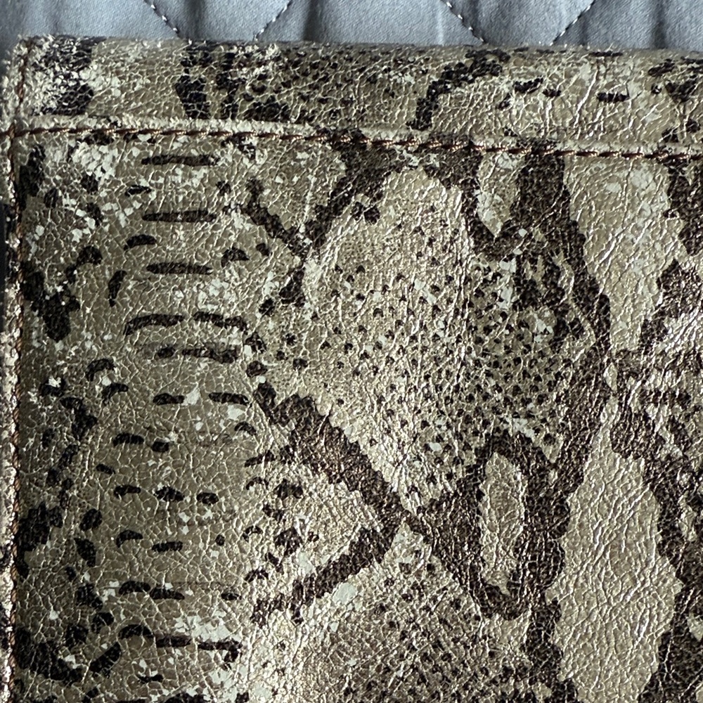 Vintage BIBA Gold and Brown Patterned Large Print Clutch Bag - Picture 5 of 5